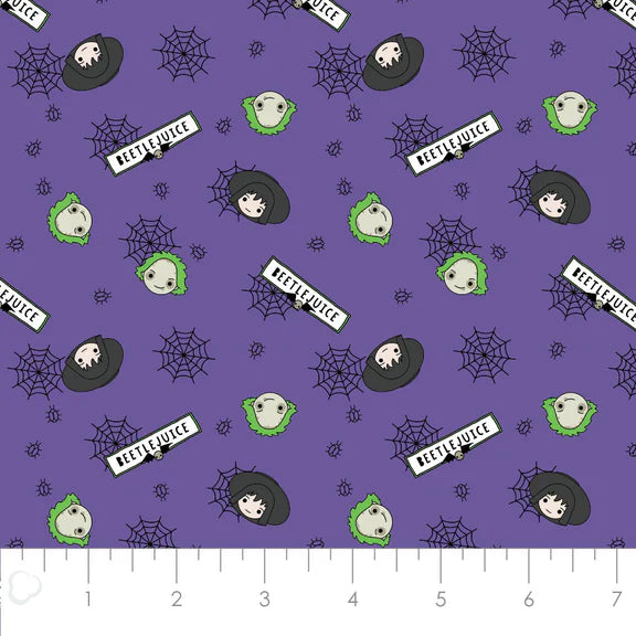 Character Halloween III Creepy Cute Toss Purple Camelot Cotton Fabric