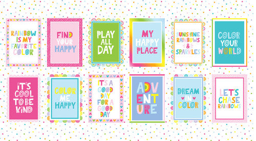 Chasing Rainbows Panel 24" Multi Emily Dumas Henry Glass Cotton fabric HG-688-12