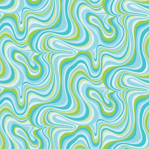 Chasing Rainbows Wavy Geometric Blue Emily Dumas Henry Glass Cotton fabric