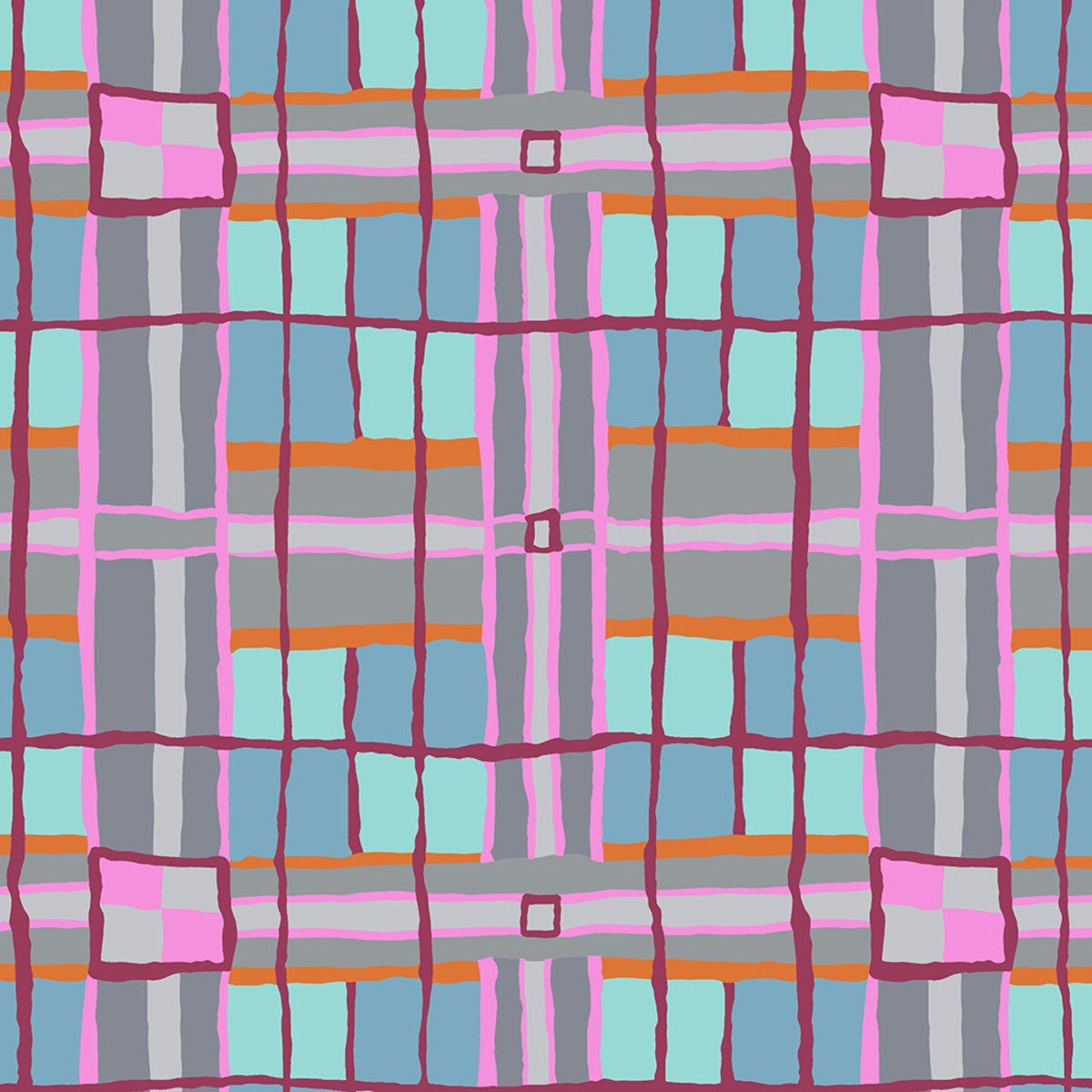 Checkmate Grey Brandon Mably August 2022 Kaffe Fassett Collective Free Spirit Cotton Fabric FS-PWBM086.GREY