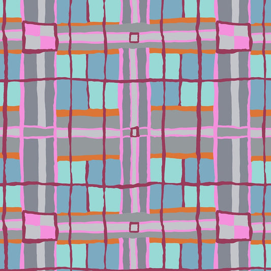 Checkmate Grey Brandon Mably August 2022 Kaffe Fassett Collective Free Spirit Cotton Fabric FS-PWBM086.GREY
