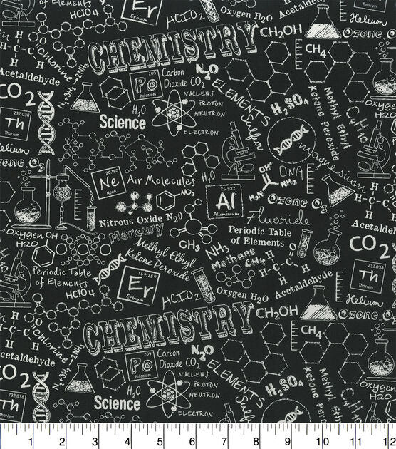 Chemistry Blackboard Black Timeless Treasures Cotton Fabric