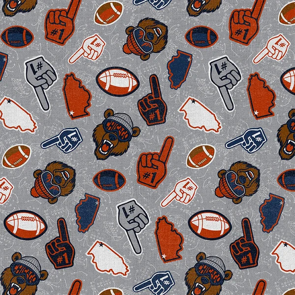 Chi-Town Tough Chicago Bear Fan Toss Football Paintbrush Studios Cotton Fabric PBS-120-26618