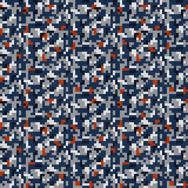 Chi-Town Tough Chicago Camo Football Blue Orange Grey Paintbrush Studios Cotton Fabric PBS-120-26628