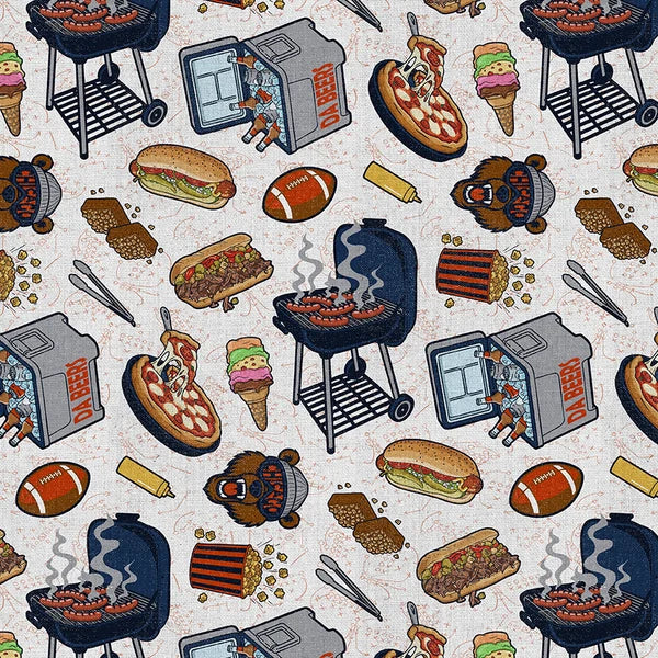 Chi-Town Tough Chicago Style Tailgate Fan Toss Football Orange Blue Paintbrush Studios Cotton Fabric PBS-120-26619