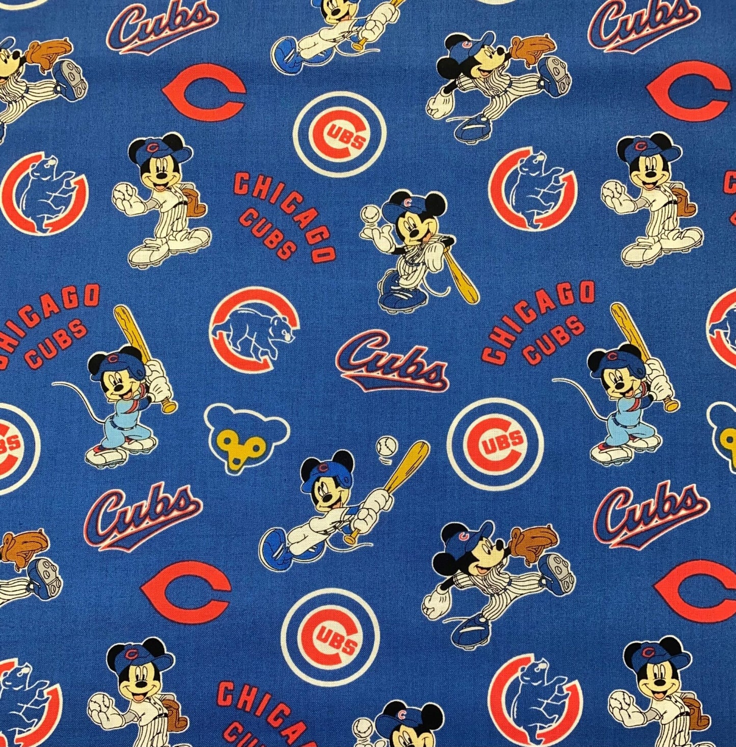 Chicago Cubs MLB Baseball Disney Mickey Mouse Fabric Traditions Cotton Fabric MLB-60282
