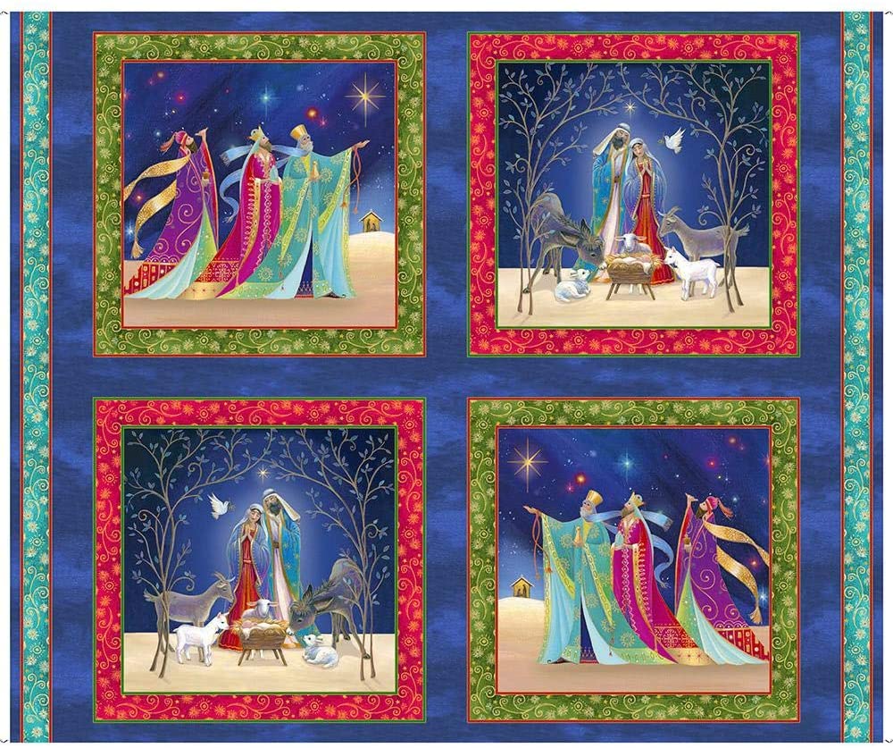 Christ is Born Nativity Block Panel 36" Quilting Treasures QT-1649-27834-N | US Fabric Shop
