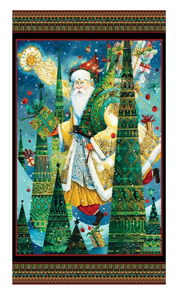 Christmas Spirit Panel 24" Multi David Galchutt Benartex Cotton Fabric