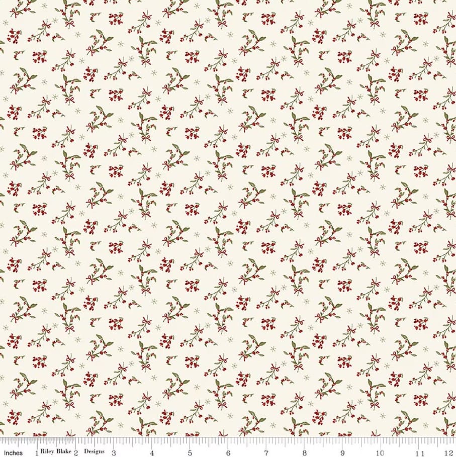Christmas Greetings Berries Cream Sandy Gervais Riley Blake Designs Cotton Fabric RB-C17662-CREAM | US Fabric Shop