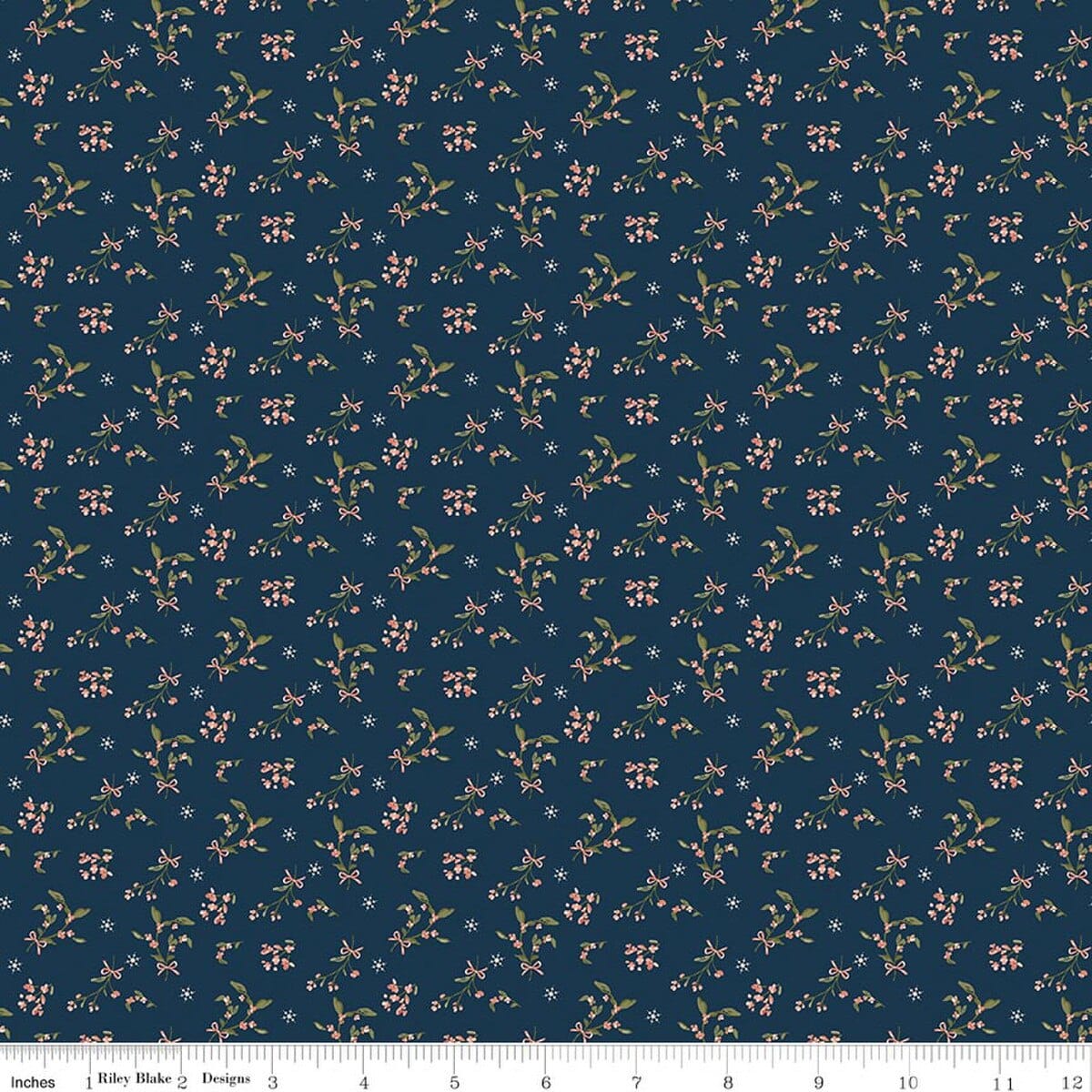 Christmas Greetings Berries Navy Sandy Gervais Riley Blake Designs Cotton Fabric RB-C17662-NAVY | US Fabric Shop