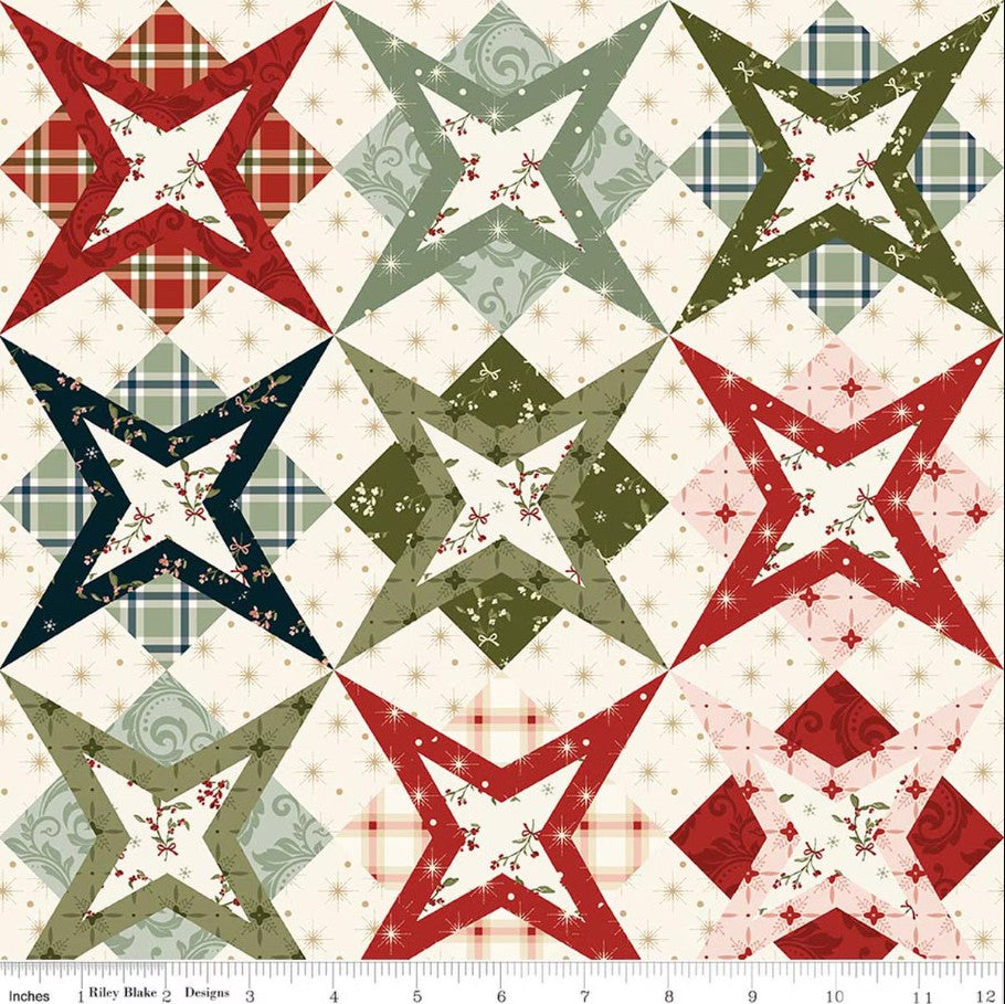 Christmas Greetings Cheater Print Multi Sandy Gervais Riley Blake Designs Cotton Fabric RB-C17668-MULTI