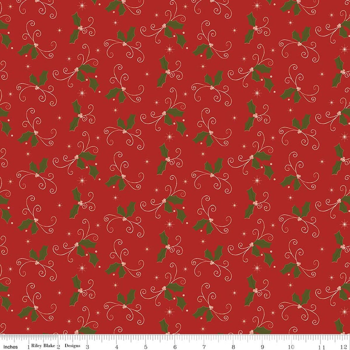 Christmas Greetings Holly Red Sandy Gervais Riley Blake Designs Cotton Fabric RB-C17663-RED | US Fabric Shop