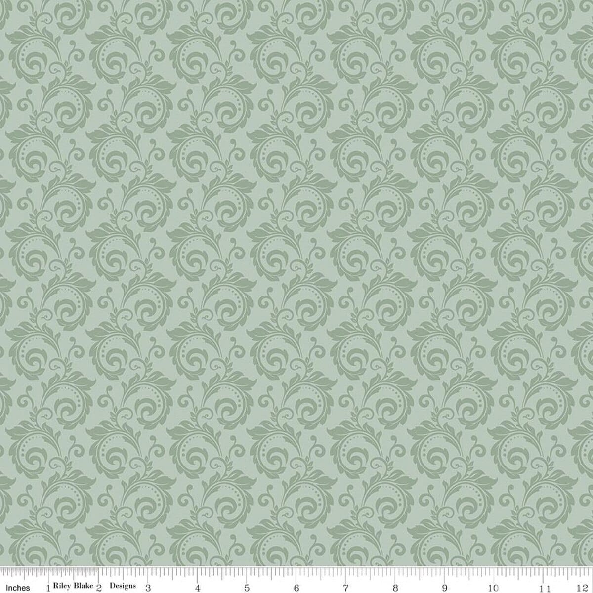 Christmas Greetings Scroll Sage Sandy Gervais Riley Blake Designs Cotton Fabric RB-C17664-SAGE | US Fabric Shop