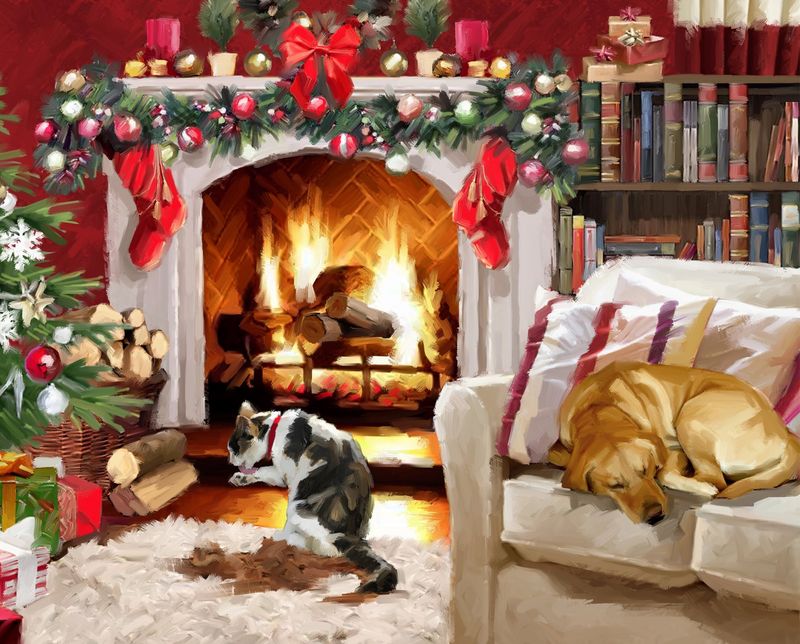 Christmas Interior Panel 35.5" David Textiles Cotton Fabric DT-AL-4028-0C-1