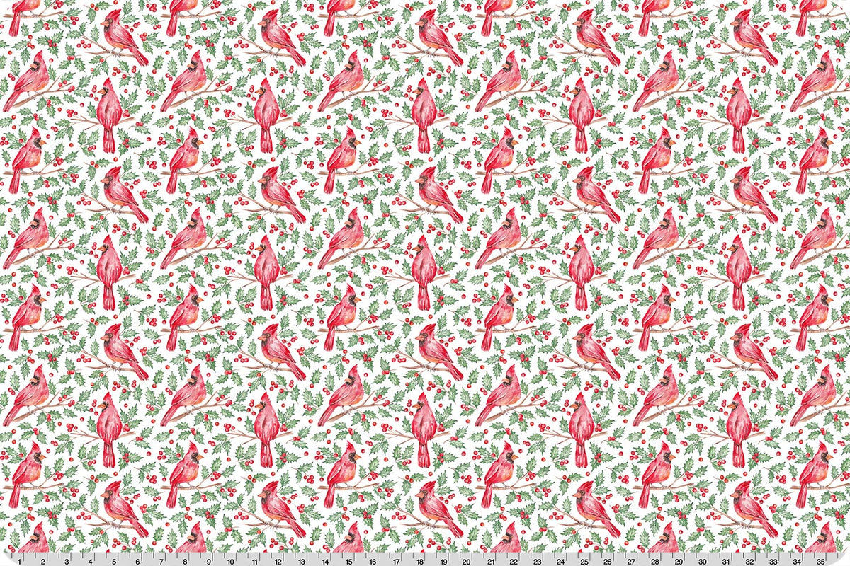 Christmas Keepsake Cardinal Joy Quilting Cuddle Multi Shannon Fabrics Polyester Minky Fabric SF-QCCKCARDINALJOYMULTI | US Fabric Shop