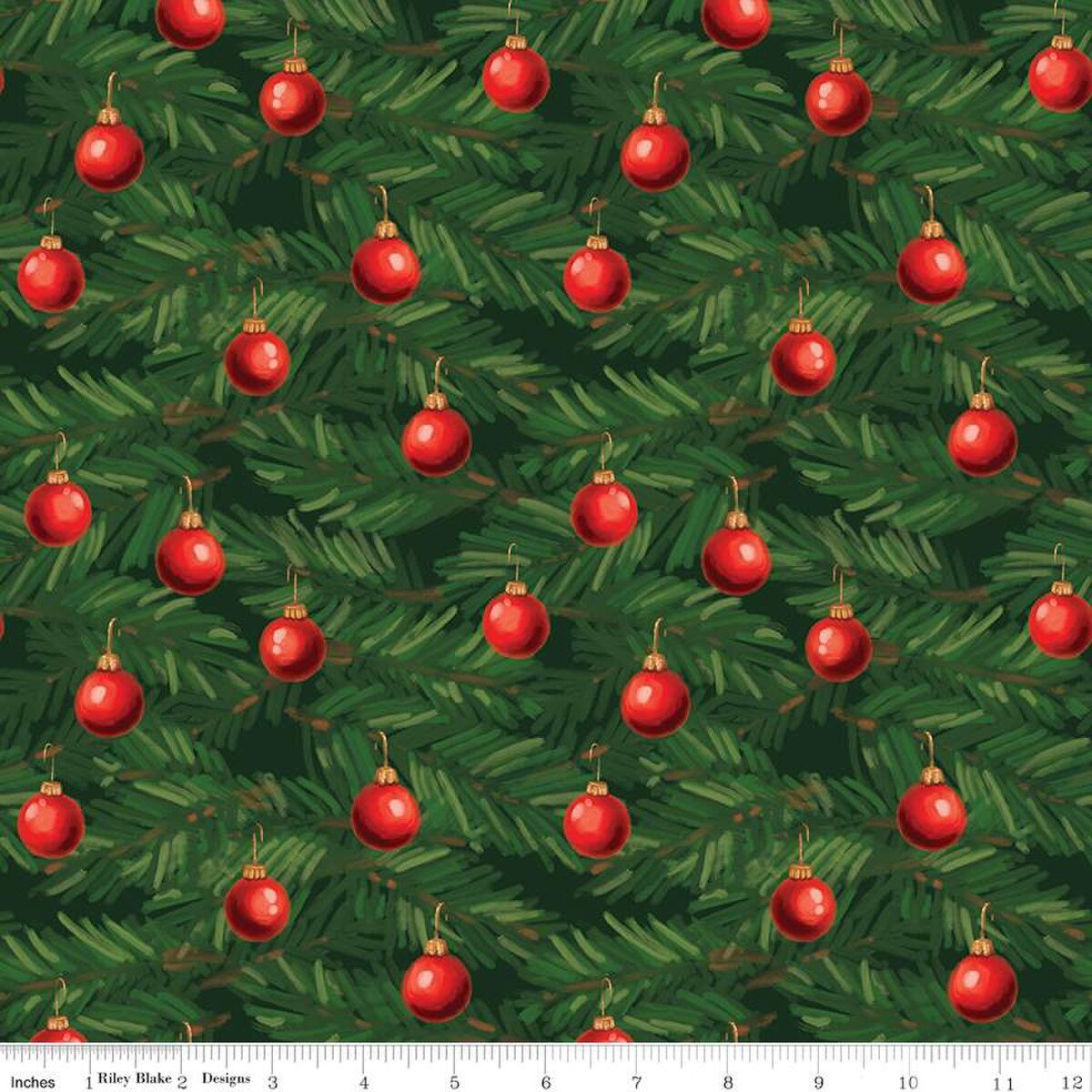 Christmas Wishes Ornaments Green The RBD Designers Riley Blake Designs Cotton Fabric RB-C15044-GREEN