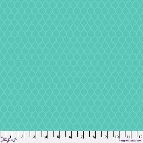 Chromatics Diamonds Aqua Free Spirit Cotton Fabric FS-PWFS057.AQUA