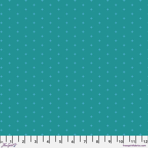 Chromatics Cross Stitch Turquoise Free Spirit Cotton Fabric FS-PWFS059.TURQUOISE