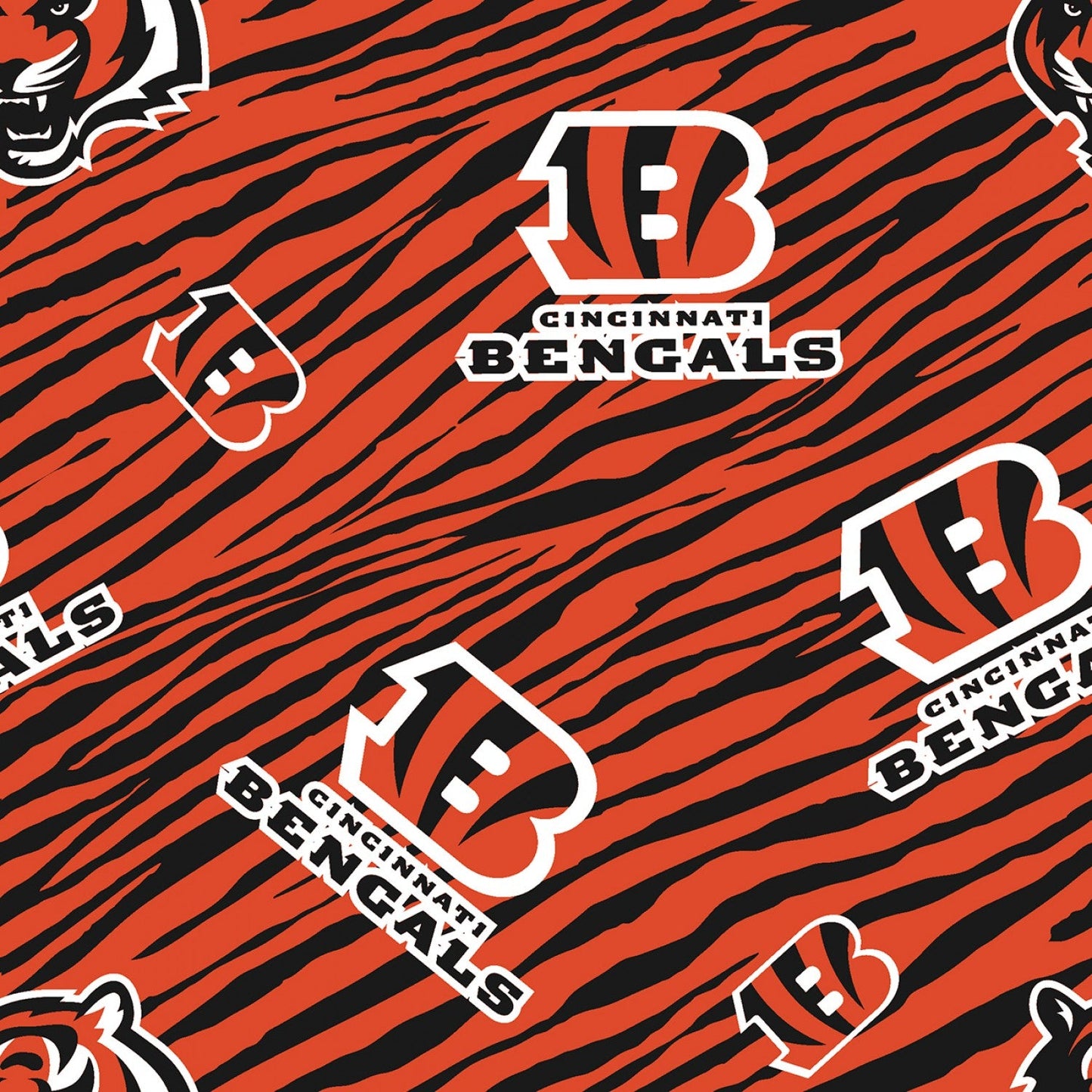 Cincinnati Bengals NFL Football Animal Print Fabric Traditions Cotton Fabric NFL-70534-D