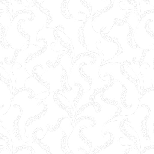Classic Keepsakes Filigree Scroll White on White Kanvas Studio Benartex Quilting Fabric BE-14653-09