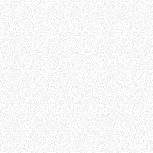 Classic Keepsakes Paisley Floral White on White Kanvas Studio Benartex Quilting Fabric BE-14650-09