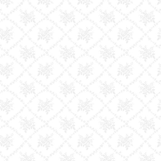 Classic Keepsakes Rose Trellis White on White Kanvas Studio Benartex Quilting Fabric BE-14648-09