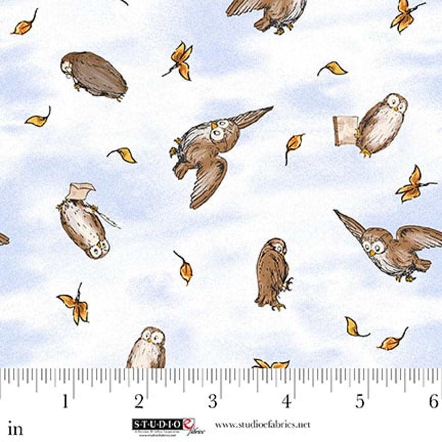 Classic Winnie the Pooh Owls Light Blue W.A. Dodge Studio E Cotton Fabric SE-8718-11