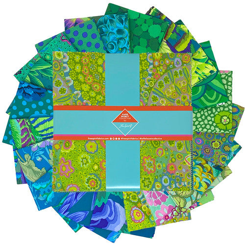Classics Plus Tidal 10" Squares 42pcs Kaffe Fassett Collective Free Spirit Cotton Fabric FS-FB610GP.TIDAL