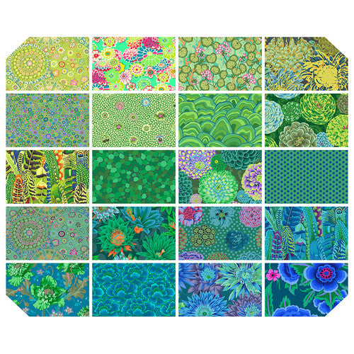 Classics Plus Tidal Green Fat Quarter Bundle 18"x21" 20pcs Kaffe Fassett Collective Free Spirit Cotton Fabric FS-FB4FQGP.TIDAL