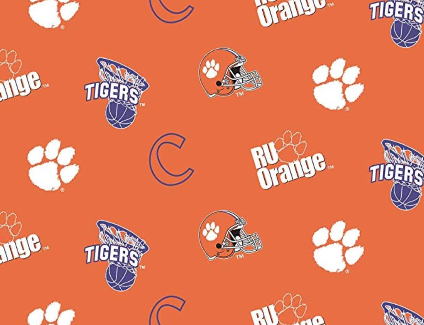 Clemson Tigers NCAA College Allover Sykel 58" FLEECE Fabric CLEM-035