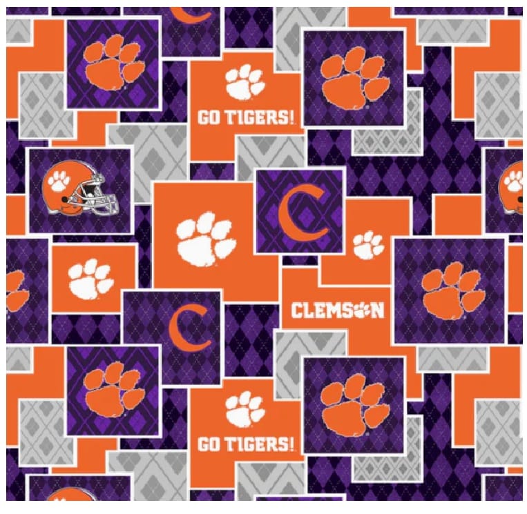 Clemson Tigers NCAA College Argyle Boxes Sykel Enterprises Cotton Fabric CLEM-1371 | US Fabric Shop