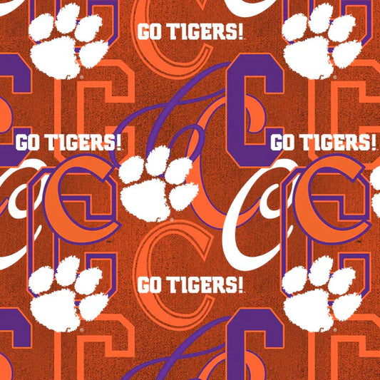 Clemson Tigers NCAA College Letters Sykel Cotton Fabric SYK-CLEM-1372
