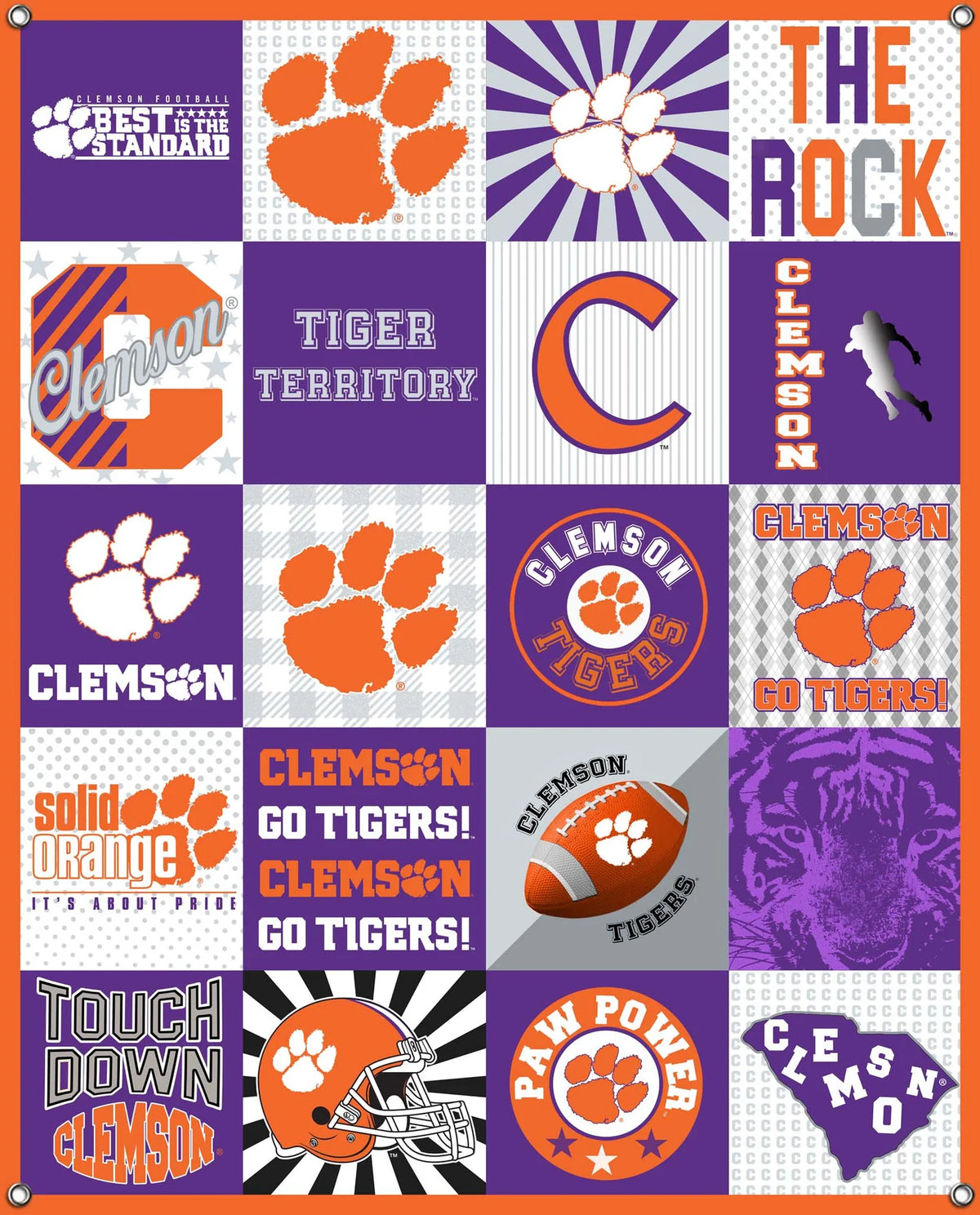 Clemson Tigers NCAA College Shirt Spirit Banner 58x47 inches Sykel Enterprises 4 Grommets Polyester Fabric CLEM-5003
