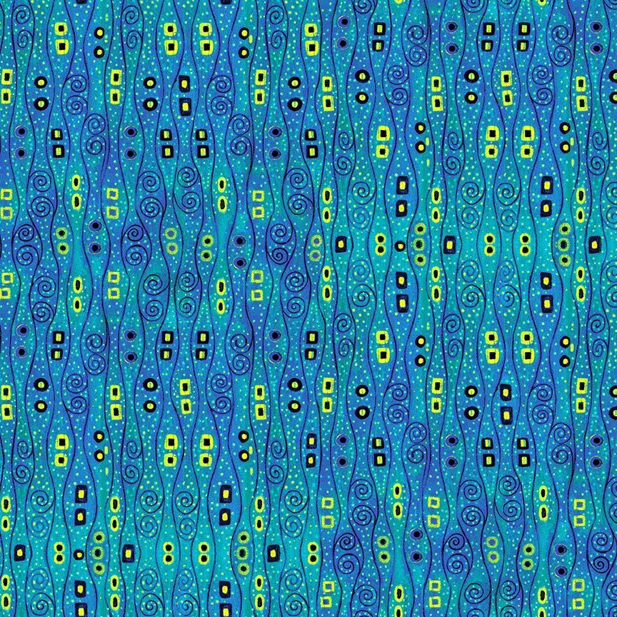 Cleo The Multiverse Abstract Bejeweled Stripes Turquoise Chong-A Hwang Timeless Treasures Cotton fabric TT-CLEO-CM1886-Turq