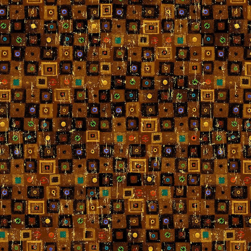 Cleo The Multiverse Bejeweled Square Brown Chong-A Hwang Timeless Treasures Cotton fabric TT-CLEO-CM1884