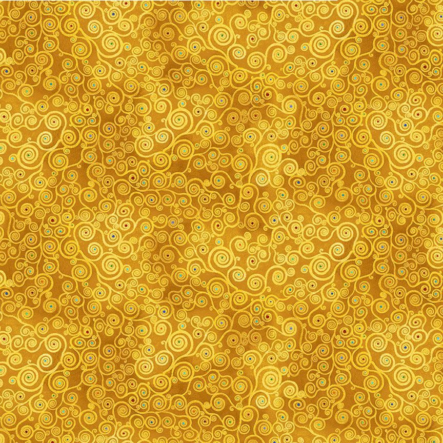Cleo The Multiverse Golden Swirls Chong-A Hwang Timeless Treasures Cotton fabric TT-CLEO-CM1885-Gold