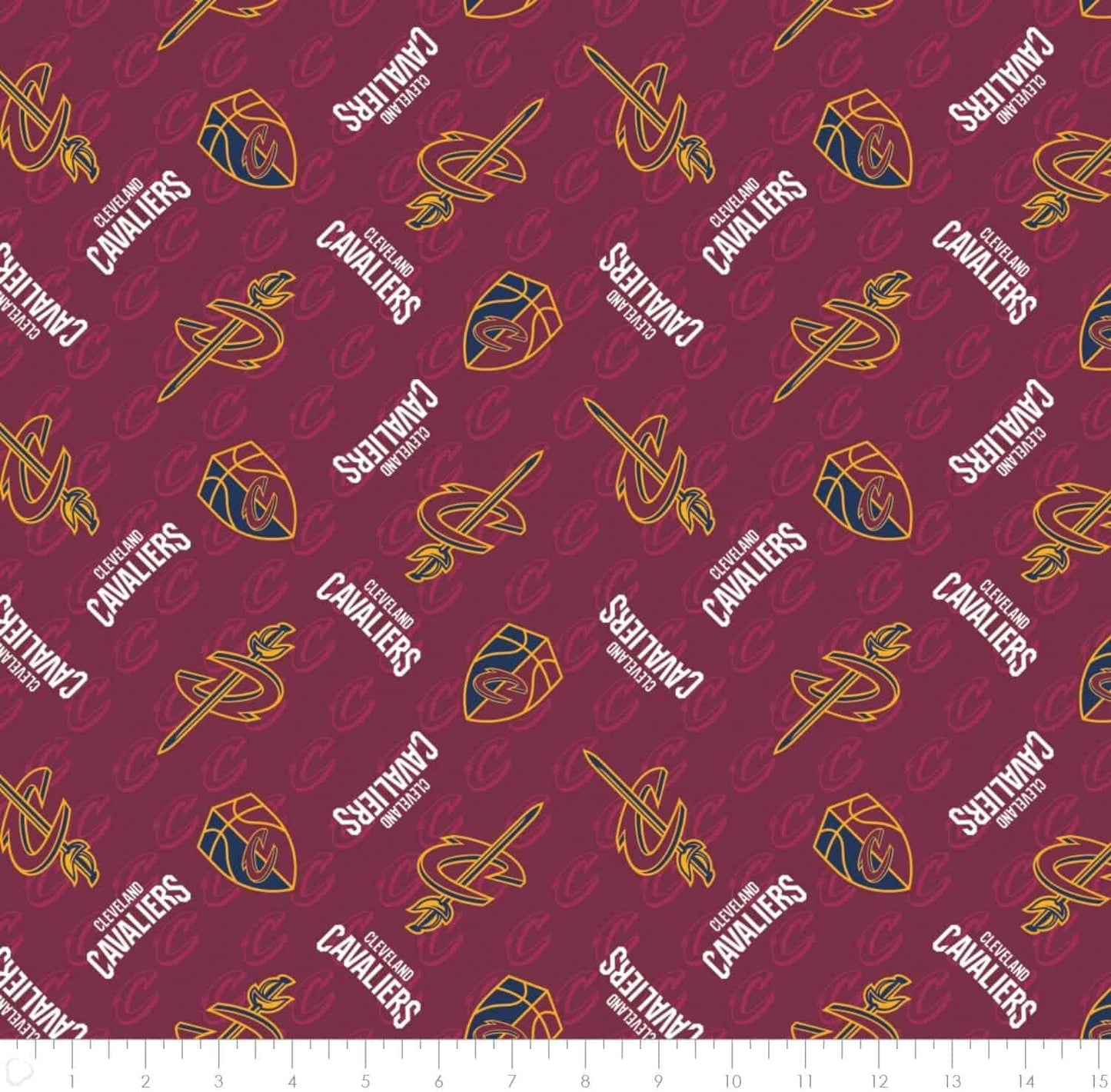 Cleveland Cavaliers NBA Basketball Tone on Tone Camelot Cotton Fabric CF-83CLE0002