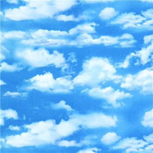 Clouds Larger Billowy Blue Sky Landscape Medley Elizabeth's Studio Cotton Fabric ES 369 Blue