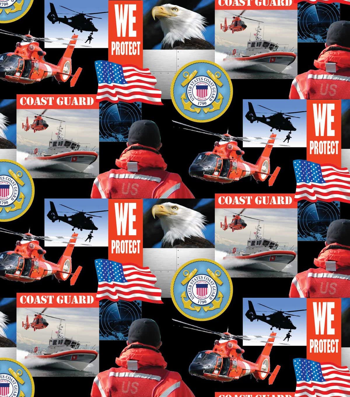 Coast Guard Military Box Design Sykel Cotton Fabric 021-CG
