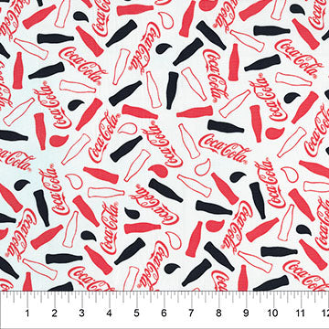 Coca-Cola BATIKS Bottle Toss Snow White Licensed Northcott Cotton BATIK Fabric NC-82153-10