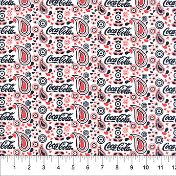 Coca-Cola BATIKS Paisley White Licensed Northcott Cotton BATIK Fabric NC-82150-10