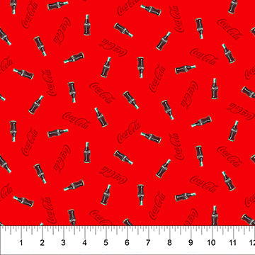 Coca Cola Bottles Red Northcott Studio Cotton Fabric NC-CC1008-26