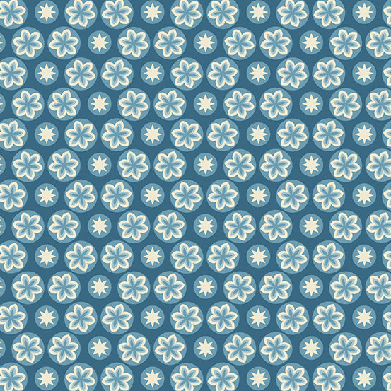 Cocoa Blue Starfruit Indigo Blue Laundry Basket Quilts Andover Cotton Fabric