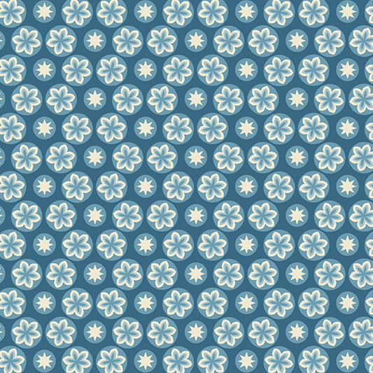 Cocoa Blue Starfruit Indigo Blue Laundry Basket Quilts Andover Cotton Fabric