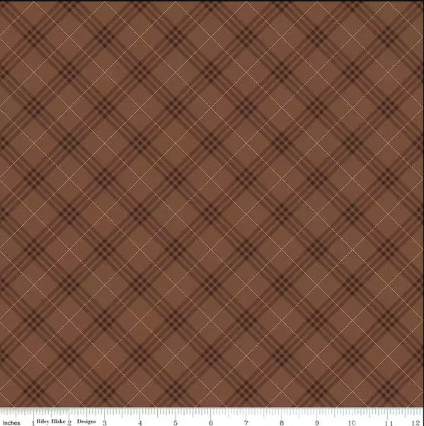 Coffee Time Plaid Brown Riley Blake Designs Cotton Fabric RB-C17133-BROWN