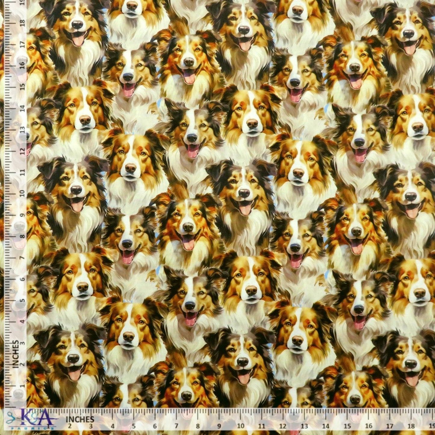 Collies Dogs Allover Blue David Textiles Cotton Fabric DT-DX-4820-CW-1
