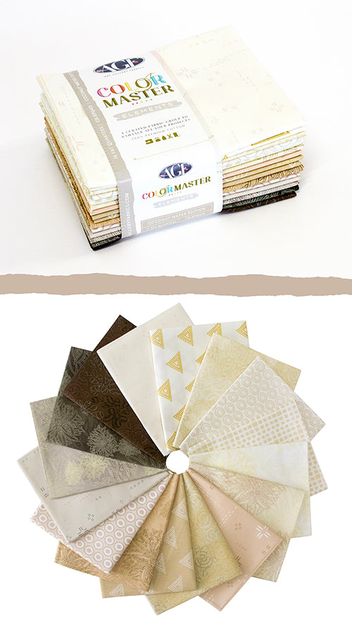 Color Master Elements Coconut Water Edition Fat Quarter Bundle 18"X21" 16 Pcs Art Gallery Fabrics Cotton Fabric AGF-CB-EFQ405
