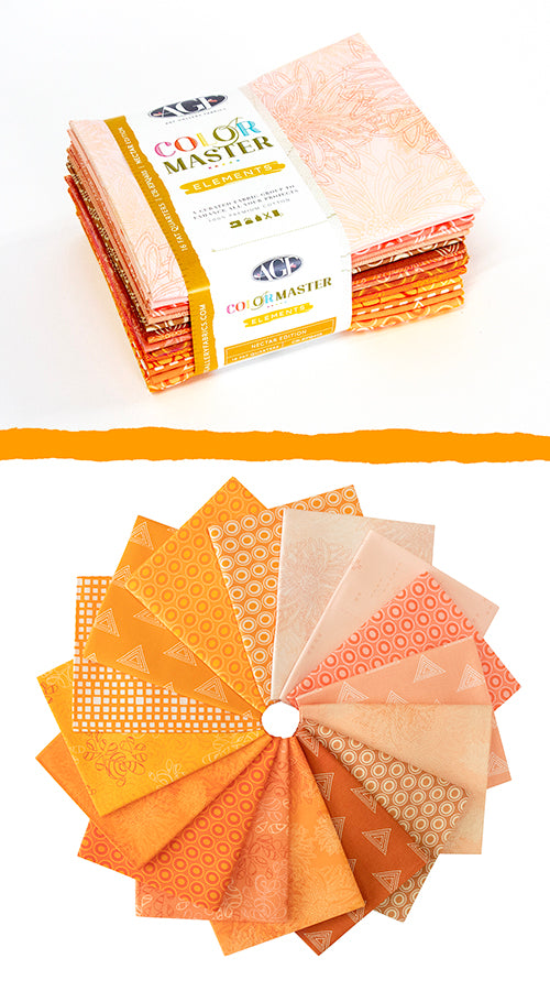 Color Master Elements Nectar Edition Fat Quarter Bundle 18"X21" 16 Pcs  100% Cotton Quilting Fabric AGF-CB-EFQ403