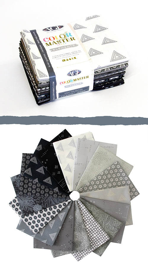 Color Master Elements Night Fog Edition Fat Quarter Bundle 18"X21" 16 Pcs100% Cotton Quilting Fabric AGF-CB-EFQ406