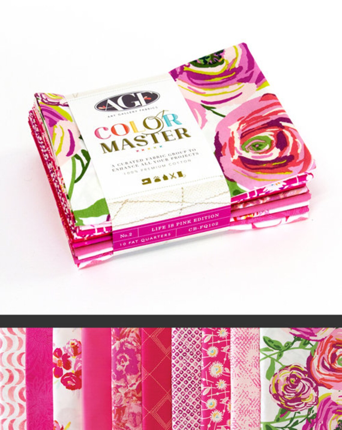 Color Master No.2 Life Is Pink Edition Fat Quarter Bundle 18" x 21" 10 pcs AGF-CB-FQ102